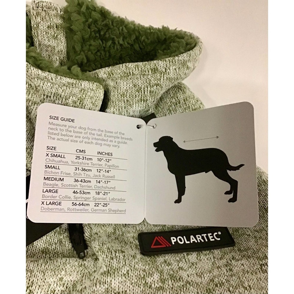 Dog Coat LARGE Green Heather Polartec Fleece-lined [New With Tags Attached] - Picture 3 of 6